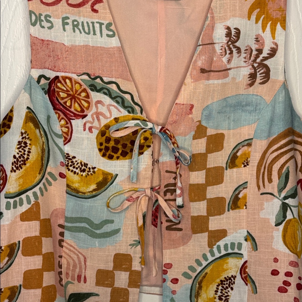Paper Heart Women's Fruit-Print Tie-Front Shorts Set in Peach Multi - Picture 4 of 7